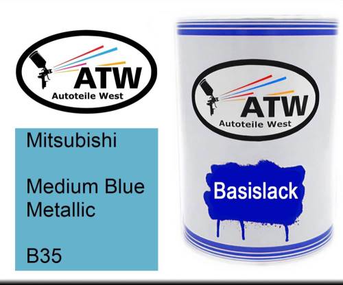 Mitsubishi, Medium Blue Metallic, B35: 500ml Lackdose, von ATW Autoteile West.